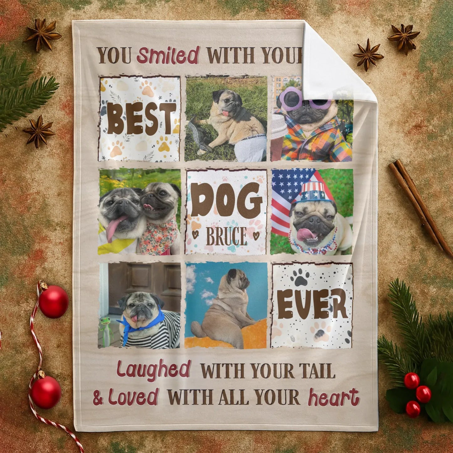 Personalized Blankets You Smiled With Your Eyes - Personalized Dog Memorial Photo Grid Custom Blanket