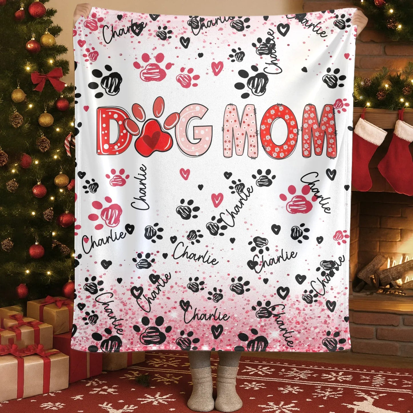 Personalized Blankets Blanket Custom KNT / White / 30x40in / 76x101cm Dog Mom Is My Favorite Title - Personalized Pet Name Repeating Custom Blanket