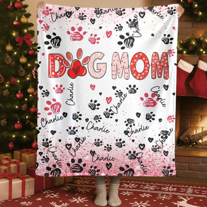 Personalized Blankets Blanket Custom KNT / White / 30x40in / 76x101cm Dog Mom Is My Favorite Title - Personalized Pet Name Repeating Custom Blanket