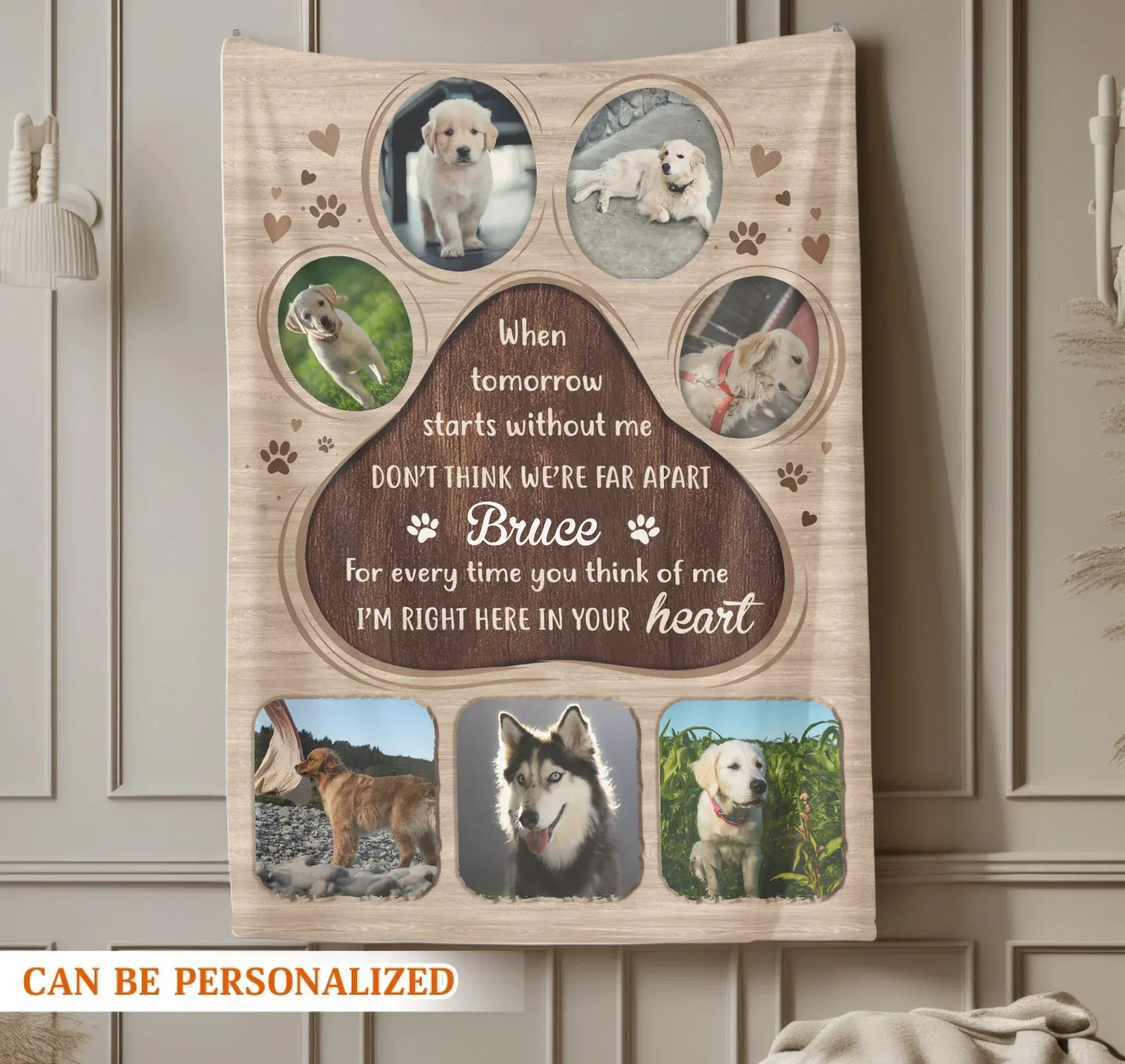 Personalized Blankets When Tomorrow Starts Without Me - Personalized Dog Sympathy Photo Custom Blanket