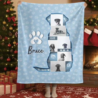 Personalized Blankets Blanket Custom KNT / White / 30x40in / 76x101cm My Best Friend's Silhouette – Personalized Dog Photo Collage Custom Blanket