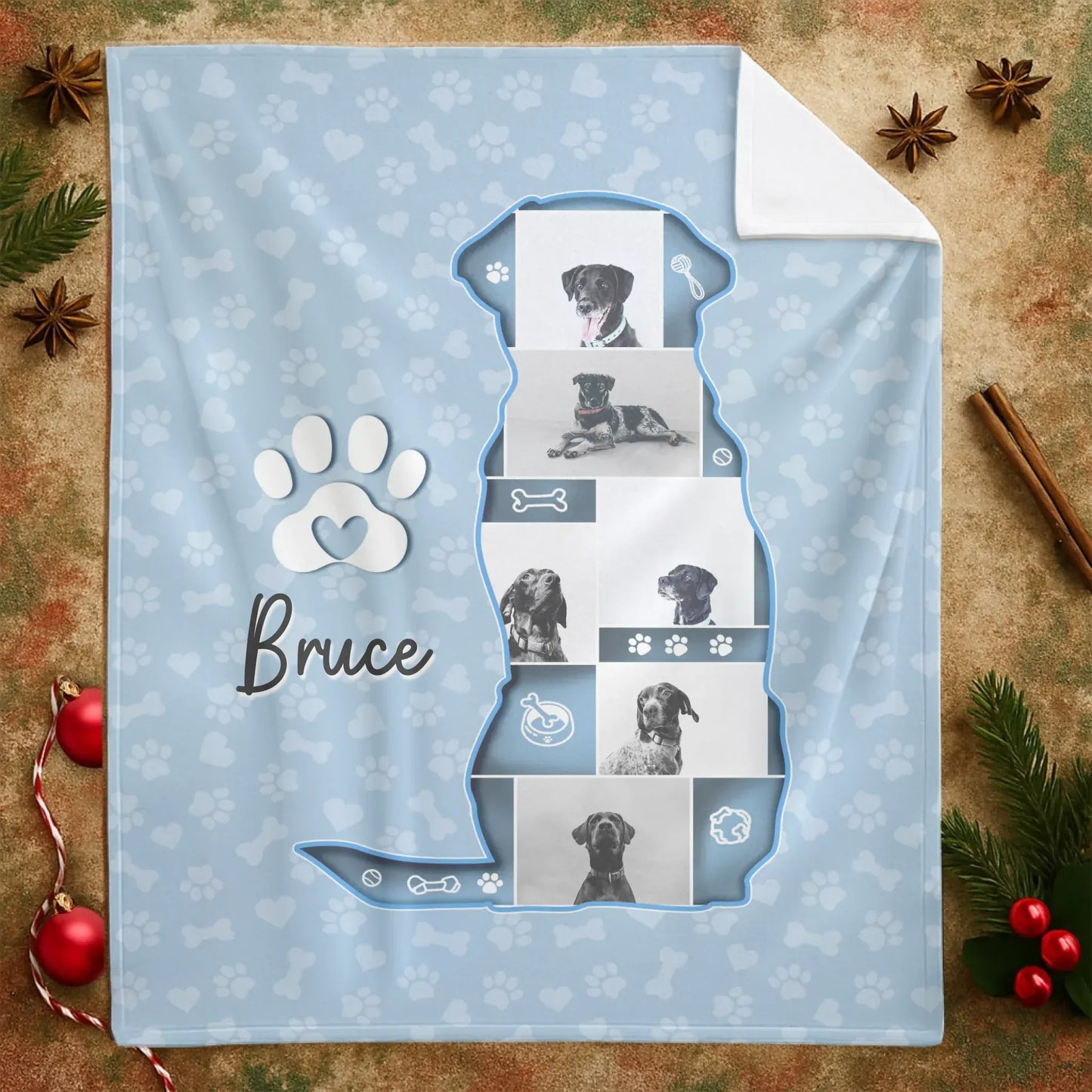 Personalized Blankets My Best Friend's Silhouette – Personalized Dog Photo Collage Custom Blanket