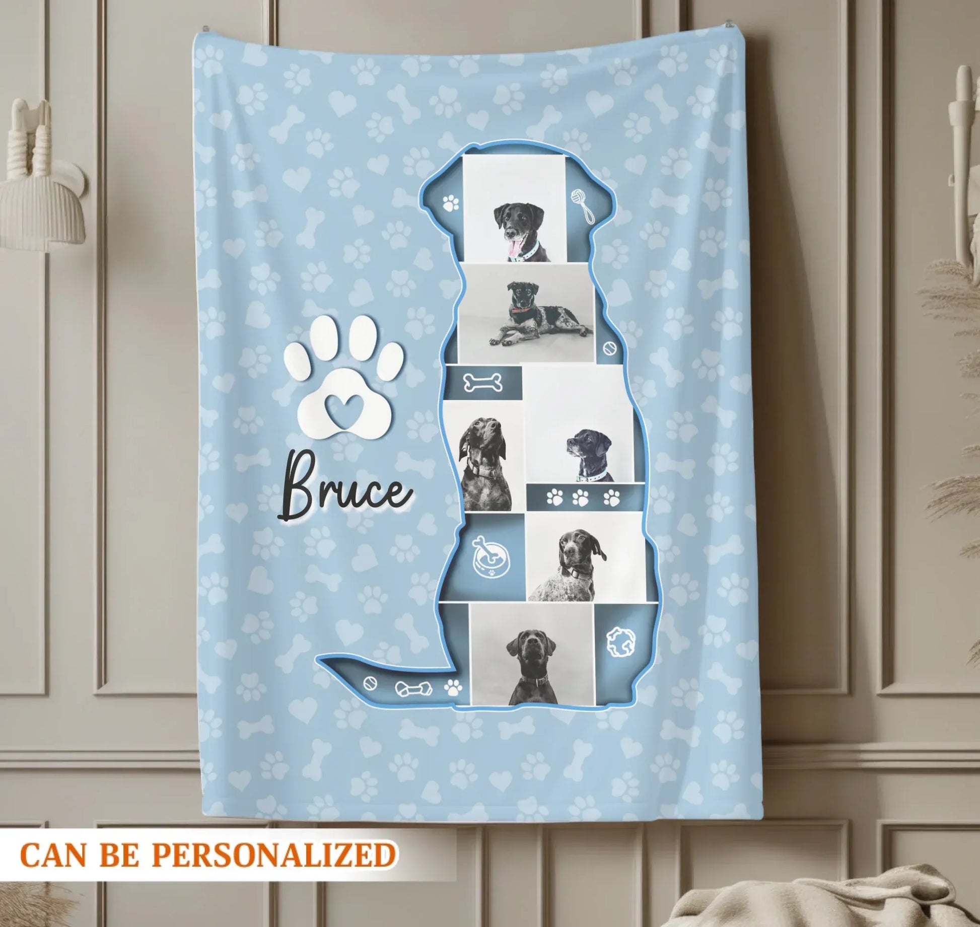 Personalized Blankets My Best Friend's Silhouette – Personalized Dog Photo Collage Custom Blanket