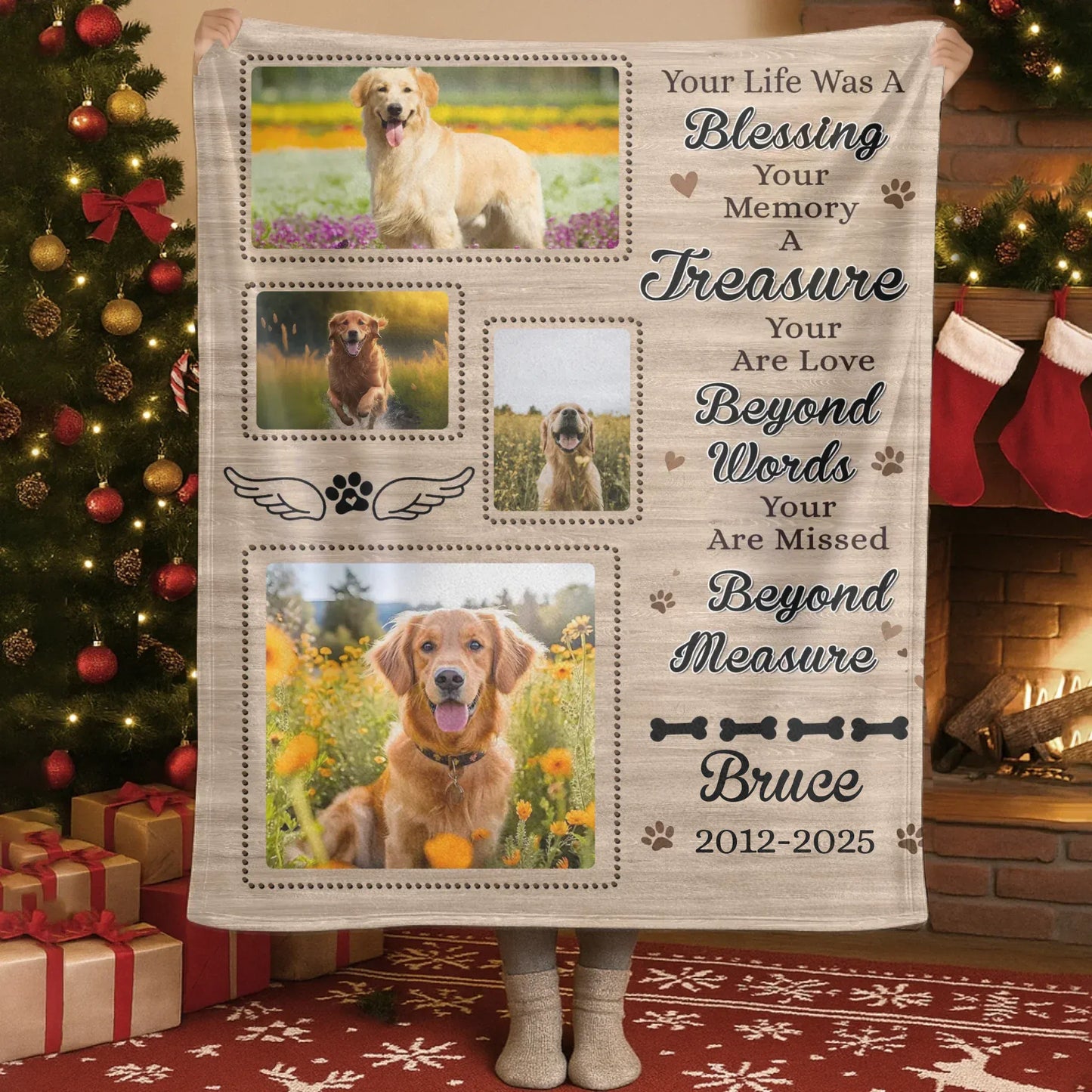 Personalized Blankets Blanket Custom KNT / White / 30x40in / 76x101cm Your Life Was A Blessing - Personalized Dog Memorial Photo & Name Custom Blanket