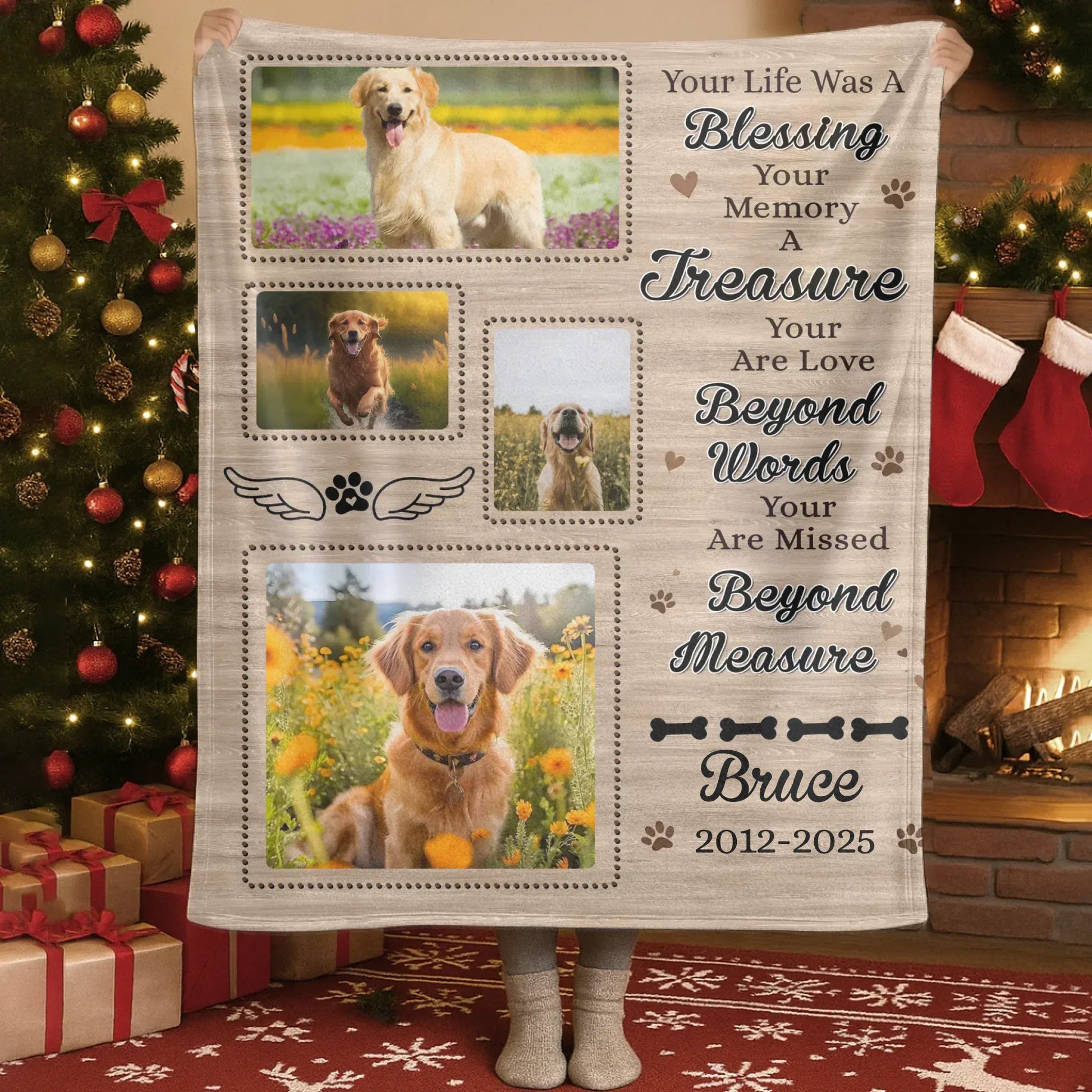 Personalized Blankets Blanket Custom KNT / White / 30x40in / 76x101cm Your Life Was A Blessing - Personalized Dog Memorial Photo & Name Custom Blanket
