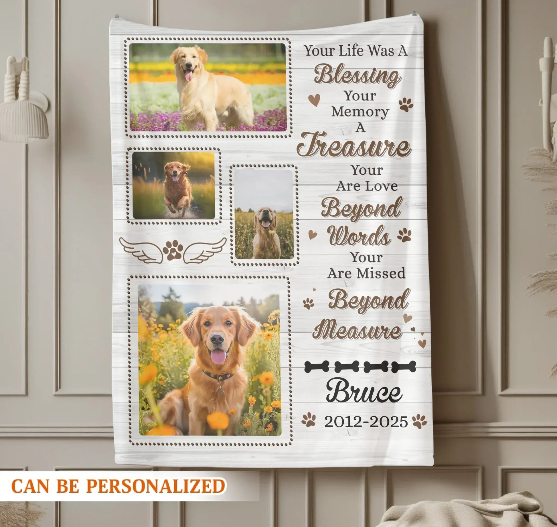 Personalized Blankets Your Life Was A Blessing - Personalized Dog Memorial Photo & Name Custom Blanket