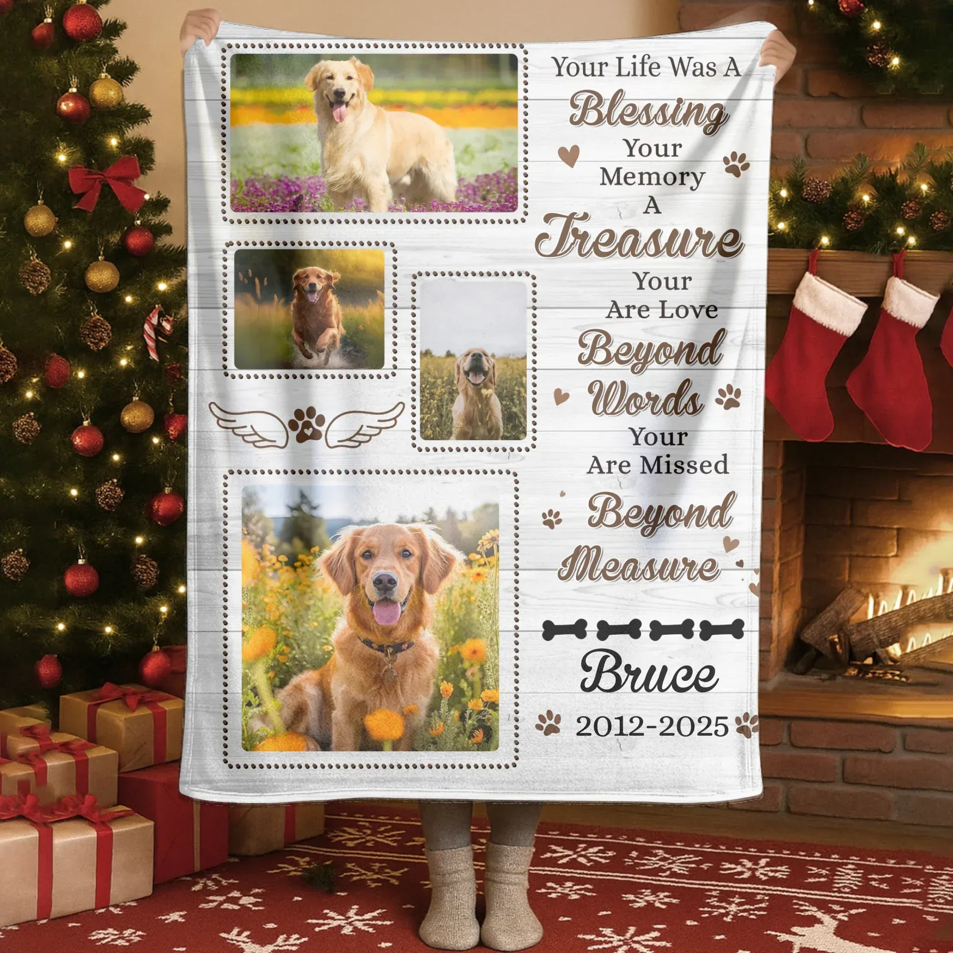 Personalized Blankets Your Life Was A Blessing - Personalized Dog Memorial Photo & Name Custom Blanket