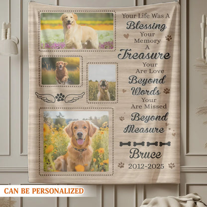 Personalized Blankets Your Life Was A Blessing - Personalized Dog Memorial Photo & Name Custom Blanket