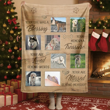 Personalized Blankets Your Life Was A Blessing – Personalized Dog Memorial Photo Custom Wooden Pattern Blanket
