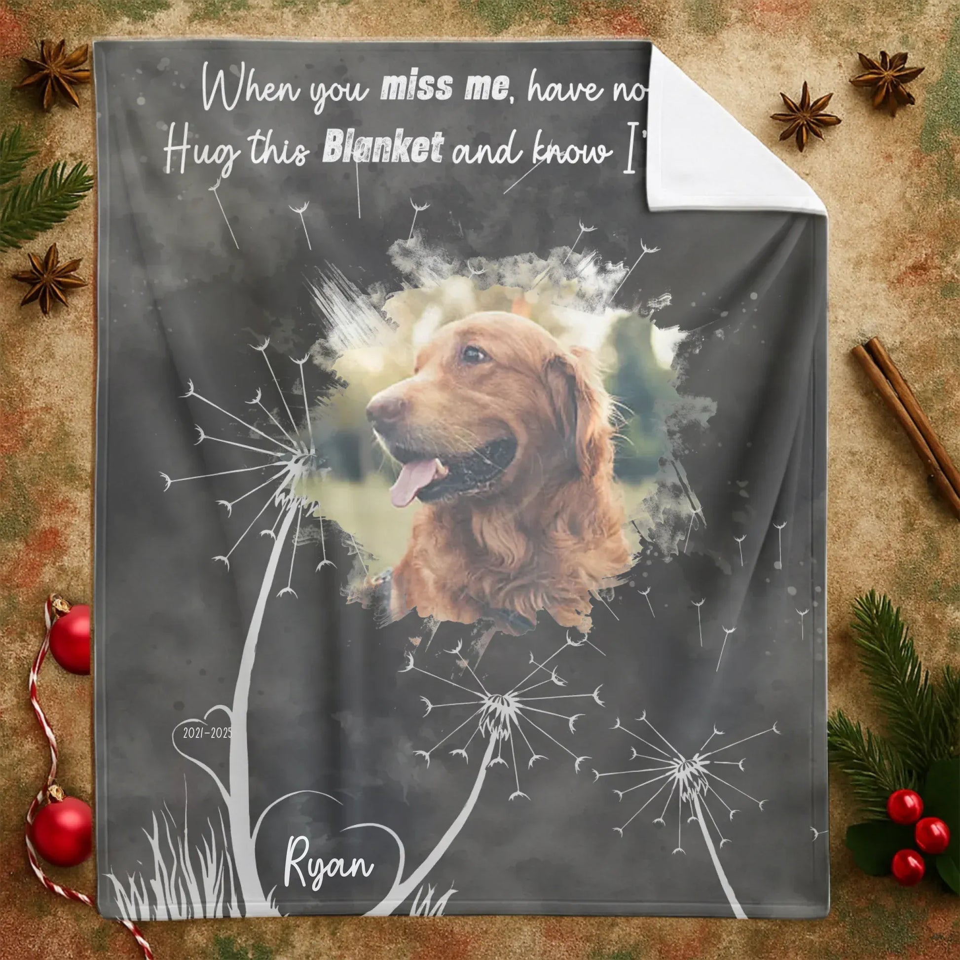 Personalized Blankets When You Miss Me Have No Fear Hug This Blanket - Personalized Dog Memorial Photo Blanket