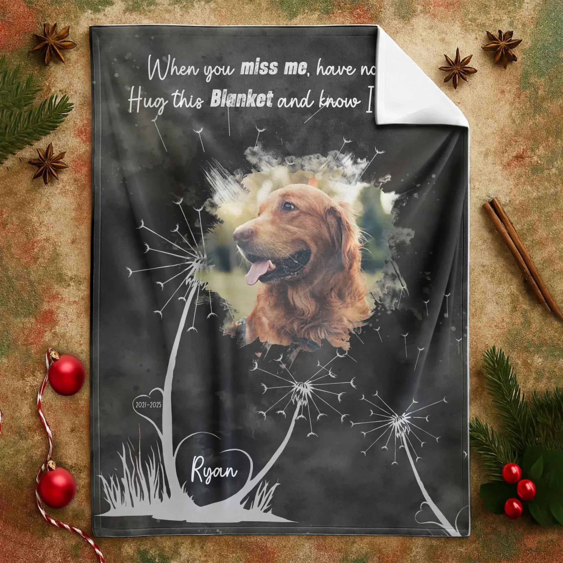 Personalized Blankets When You Miss Me Have No Fear Hug This Blanket - Personalized Dog Memorial Photo Blanket