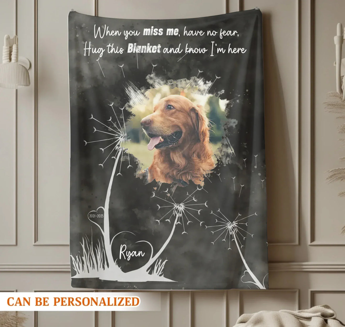 Personalized Blankets When You Miss Me Have No Fear Hug This Blanket - Personalized Dog Memorial Photo Blanket