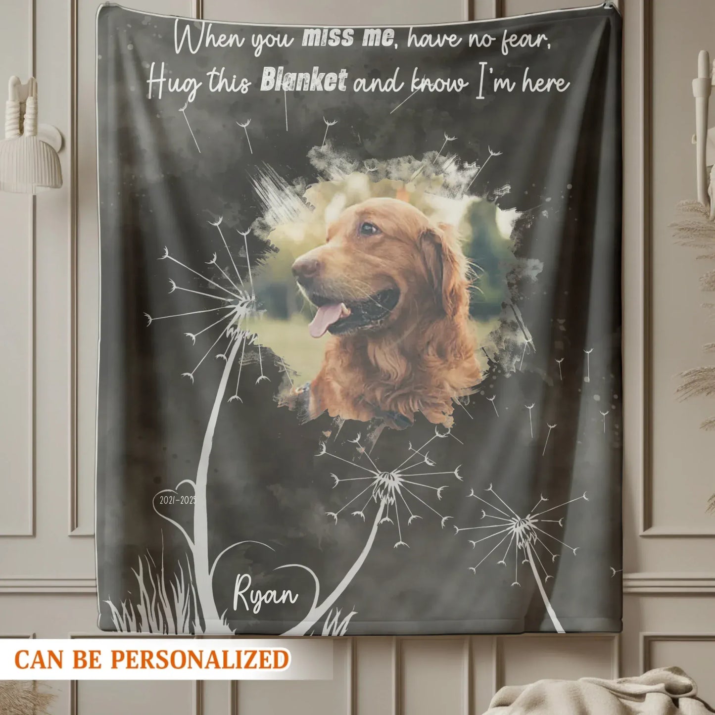 Personalized Blankets When You Miss Me Have No Fear Hug This Blanket - Personalized Dog Memorial Photo Blanket