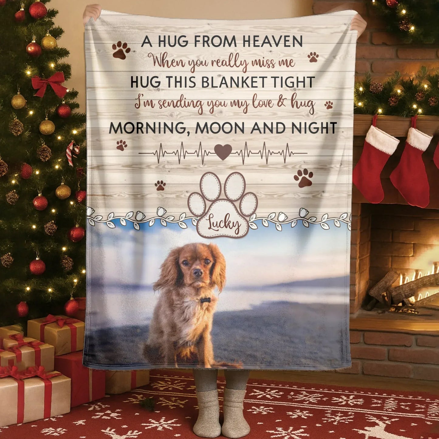 Personalized Blankets A Hug From Heaven When You Really Miss Me - Personalized Dog Memorial Photo Blanket