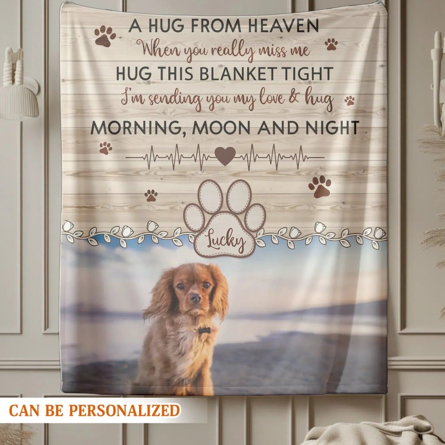 Personalized Blankets A Hug From Heaven When You Really Miss Me - Personalized Dog Memorial Photo Blanket
