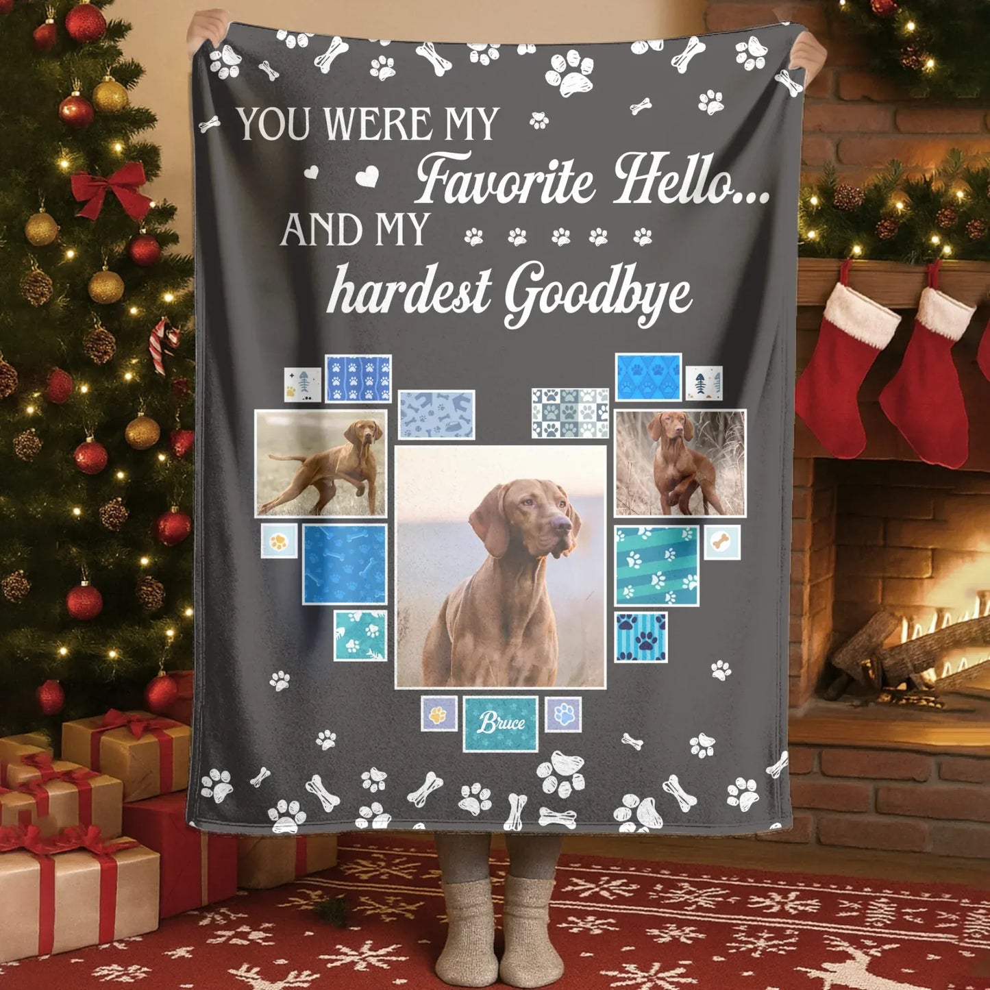 Personalized Blankets Favorite Hello Hardest Goodbye - Personalized Dog Memorial Photo Custom Blanket