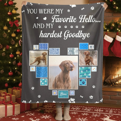 Personalized Blankets Blanket Custom KNT / White / 30x40in / 76x101cm Favorite Hello Hardest Goodbye - Personalized Dog Memorial Photo Custom Blanket