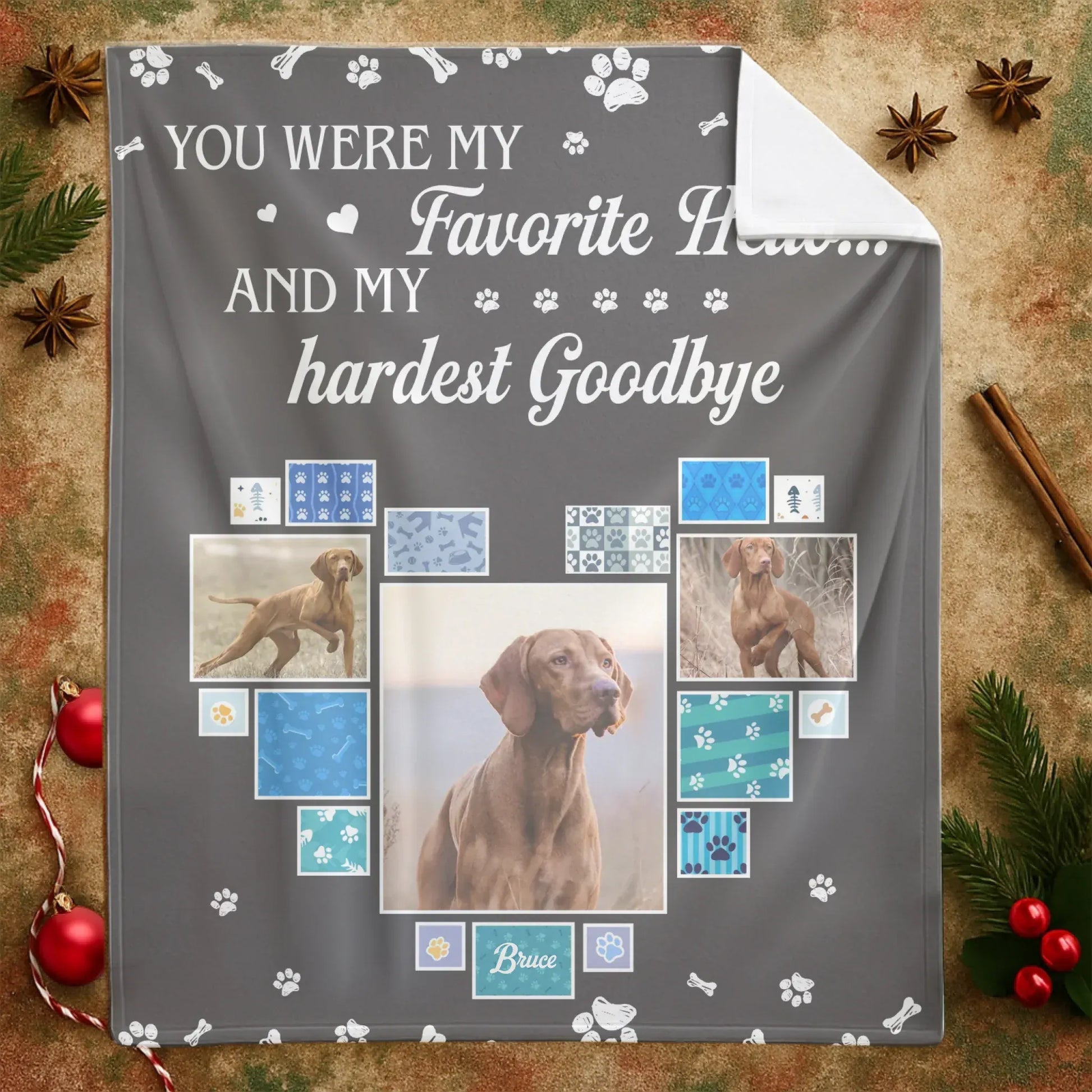Personalized Blankets Favorite Hello Hardest Goodbye - Personalized Dog Memorial Photo Custom Blanket