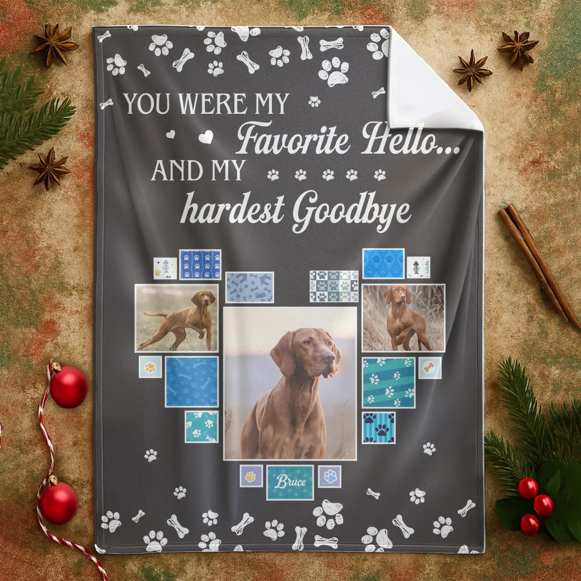 Personalized Blankets Favorite Hello Hardest Goodbye - Personalized Dog Memorial Photo Custom Blanket