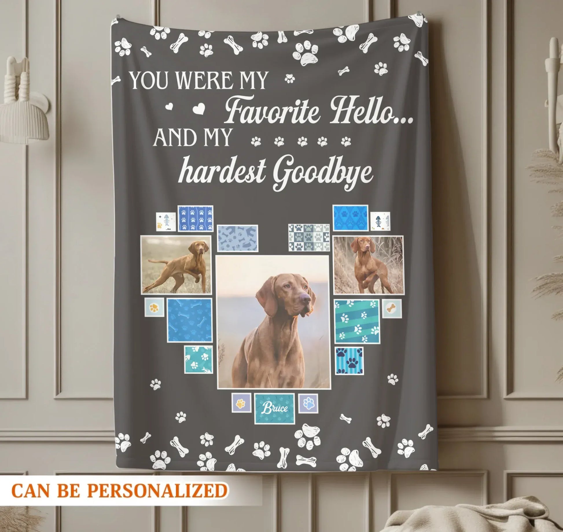 Personalized Blankets Favorite Hello Hardest Goodbye - Personalized Dog Memorial Photo Custom Blanket