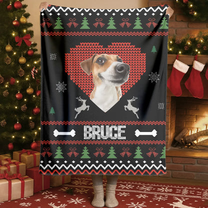 Personalized Blankets I Love My Furry Reindeer - Personalized Dog Photo Christmas Custom Blanket
