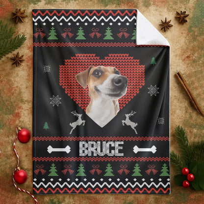 Personalized Blankets I Love My Furry Reindeer - Personalized Dog Photo Christmas Custom Blanket