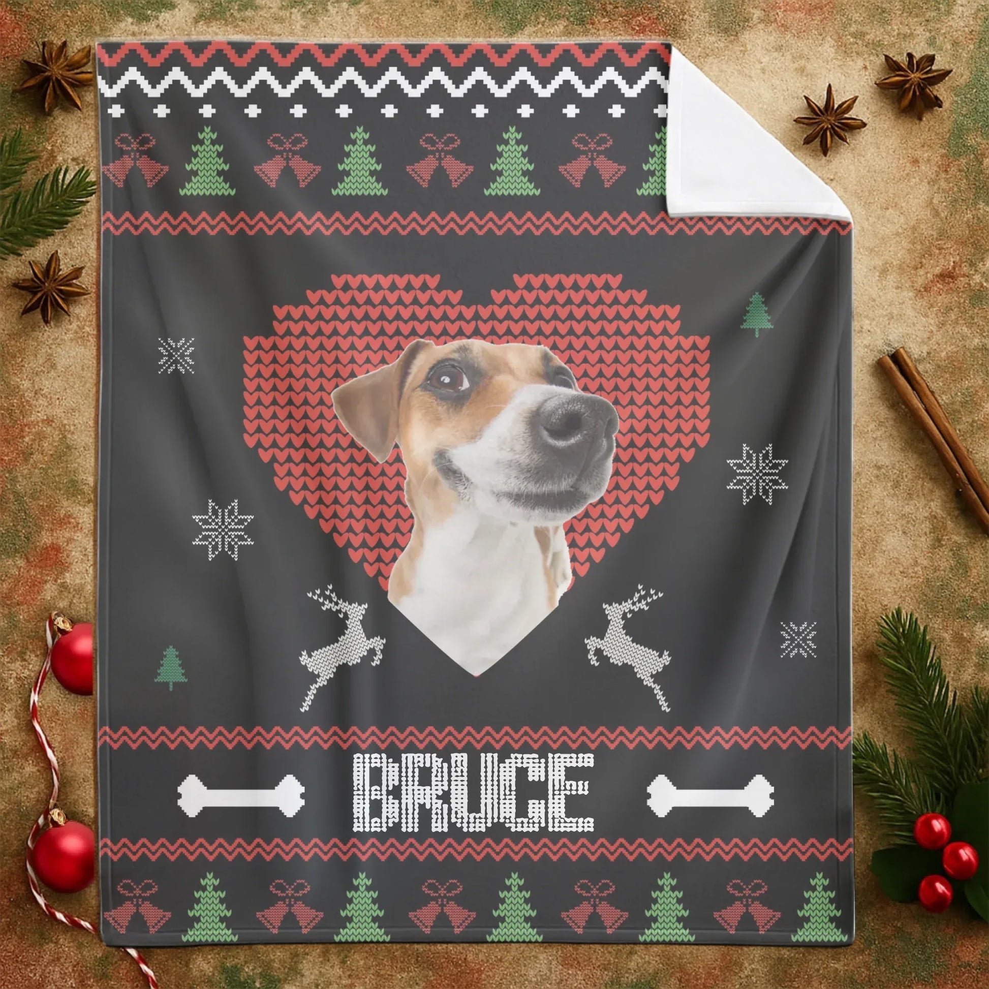 Personalized Blankets I Love My Furry Reindeer - Personalized Dog Photo Christmas Custom Blanket