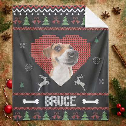 Personalized Blankets I Love My Furry Reindeer - Personalized Dog Photo Christmas Custom Blanket