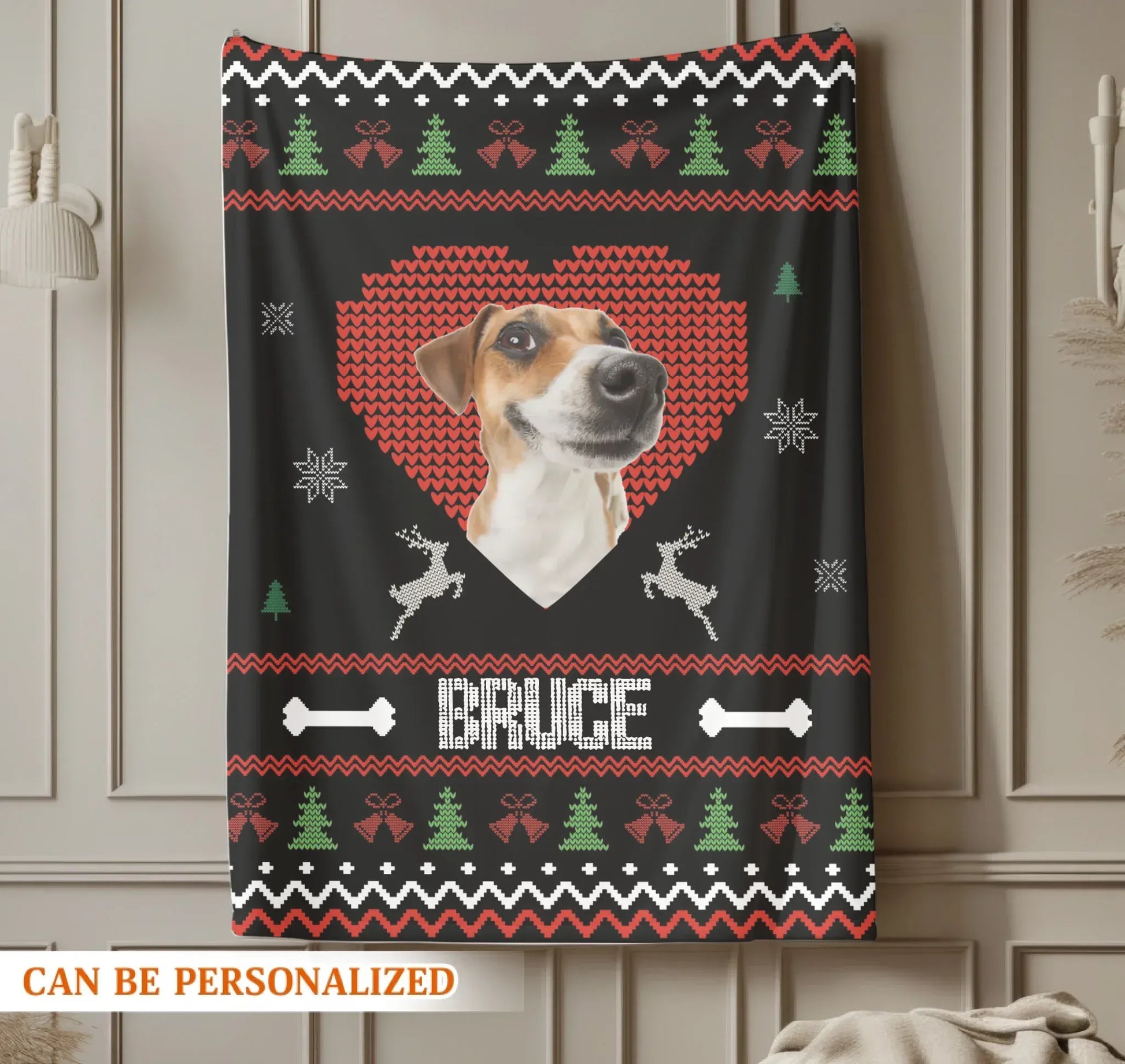 Personalized Blankets I Love My Furry Reindeer - Personalized Dog Photo Christmas Custom Blanket