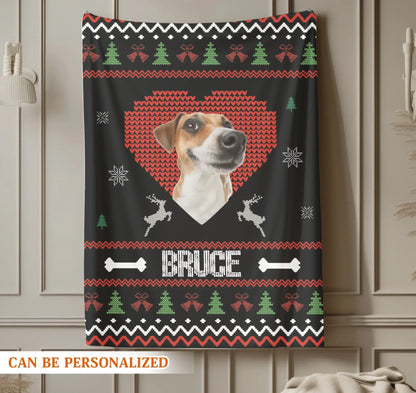 Personalized Blankets I Love My Furry Reindeer - Personalized Dog Photo Christmas Custom Blanket