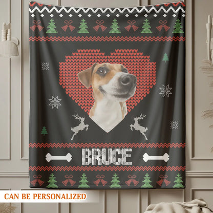 Personalized Blankets I Love My Furry Reindeer - Personalized Dog Photo Christmas Custom Blanket