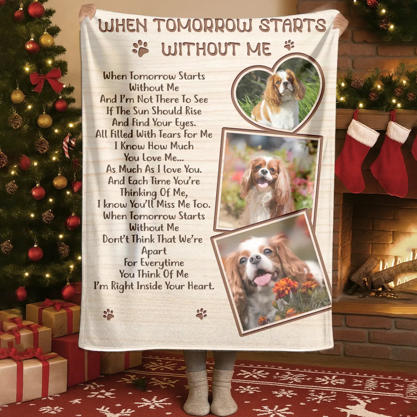 Personalized Blankets When Tomorrow Starts Without Me – Personalized Dog Memorial Poem Photo Custom Blanket