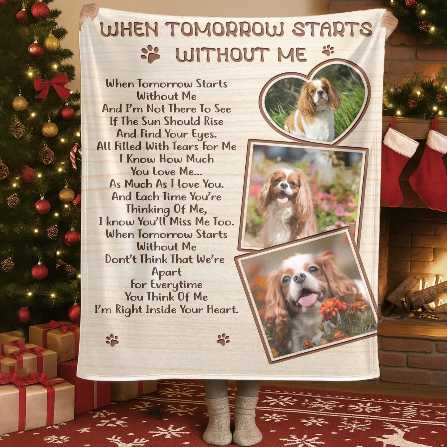 Personalized Blankets Blanket Custom KNT / White / 30x40in / 76x101cm When Tomorrow Starts Without Me – Personalized Dog Memorial Poem Photo Custom Blanket