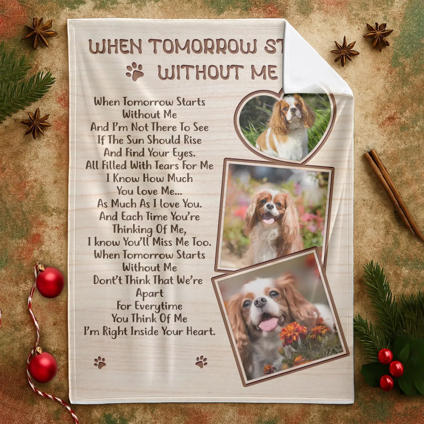 Personalized Blankets When Tomorrow Starts Without Me – Personalized Dog Memorial Poem Photo Custom Blanket
