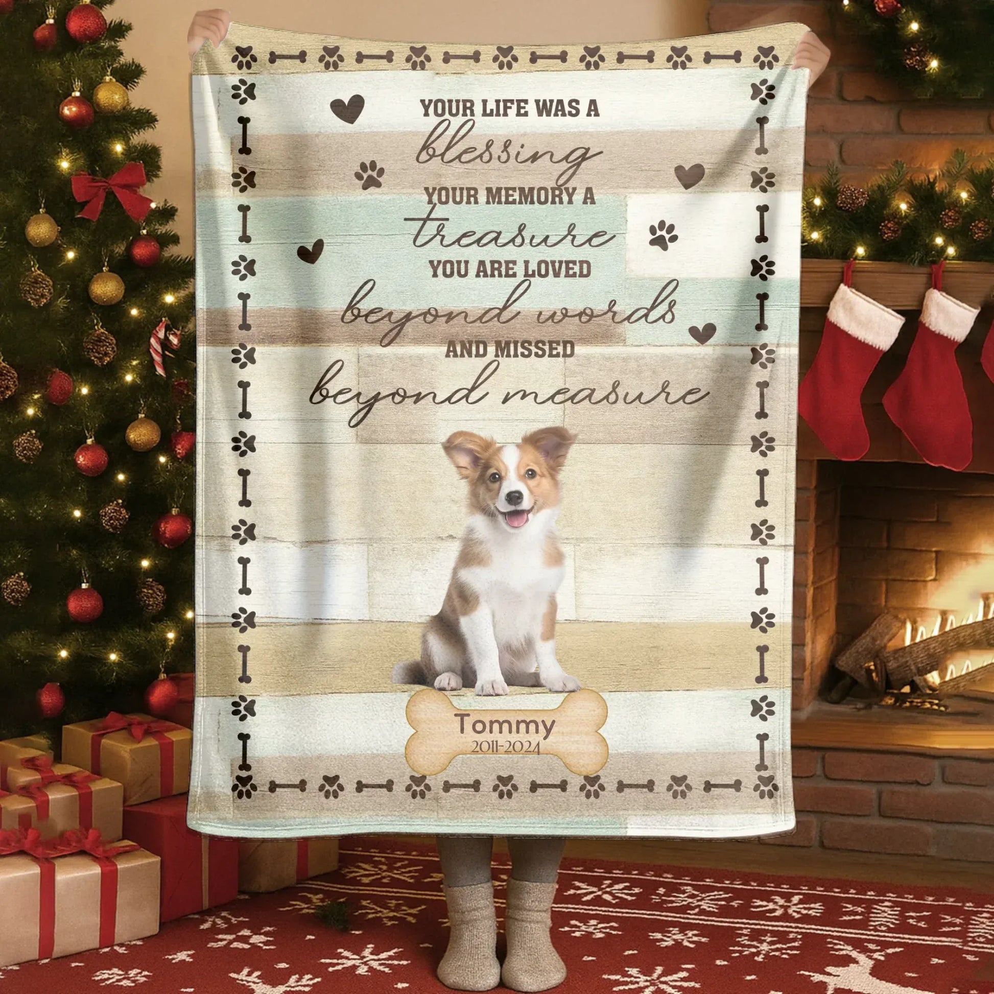 Personalized Blankets Loved Beyond Words - Personalized Dog Memorial Photo & Name Custom Blanket