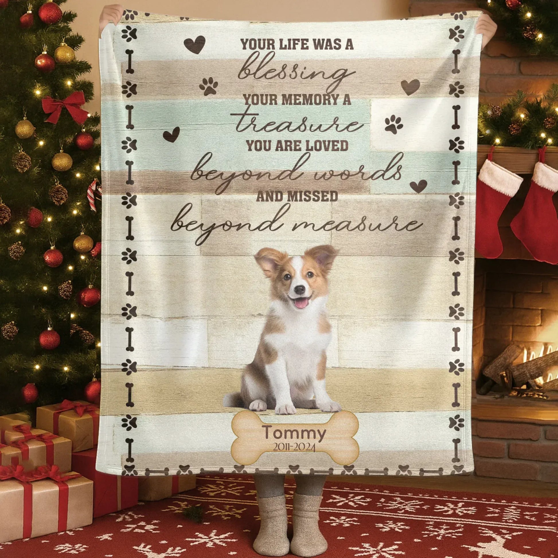 Personalized Blankets Blanket Custom KNT / White / 30x40in / 76x101cm Loved Beyond Words - Personalized Dog Memorial Photo & Name Custom Blanket