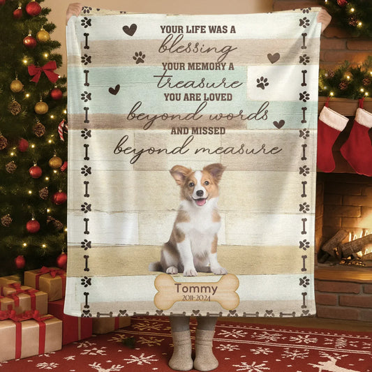Personalized Blankets Blanket Custom KNT / White / 30x40in / 76x101cm Loved Beyond Words - Personalized Dog Memorial Photo & Name Custom Blanket