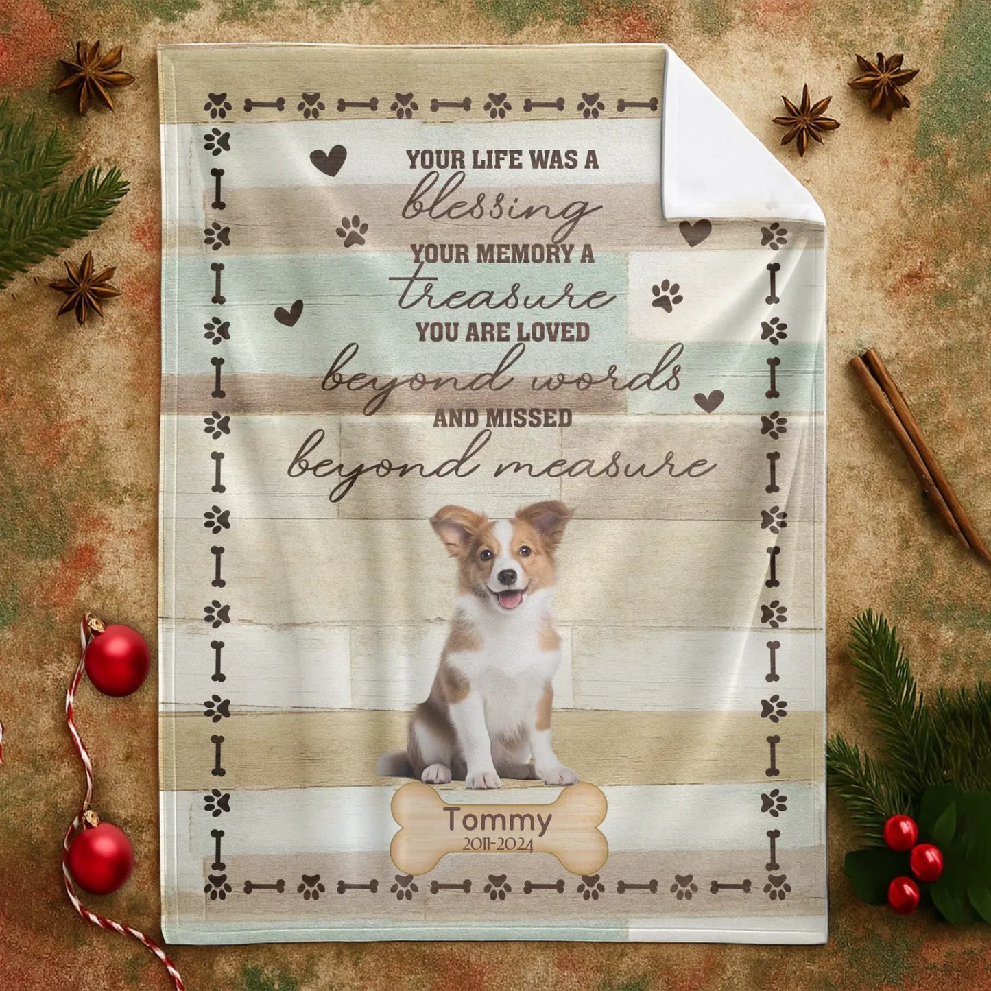 Personalized Blankets Loved Beyond Words - Personalized Dog Memorial Photo & Name Custom Blanket