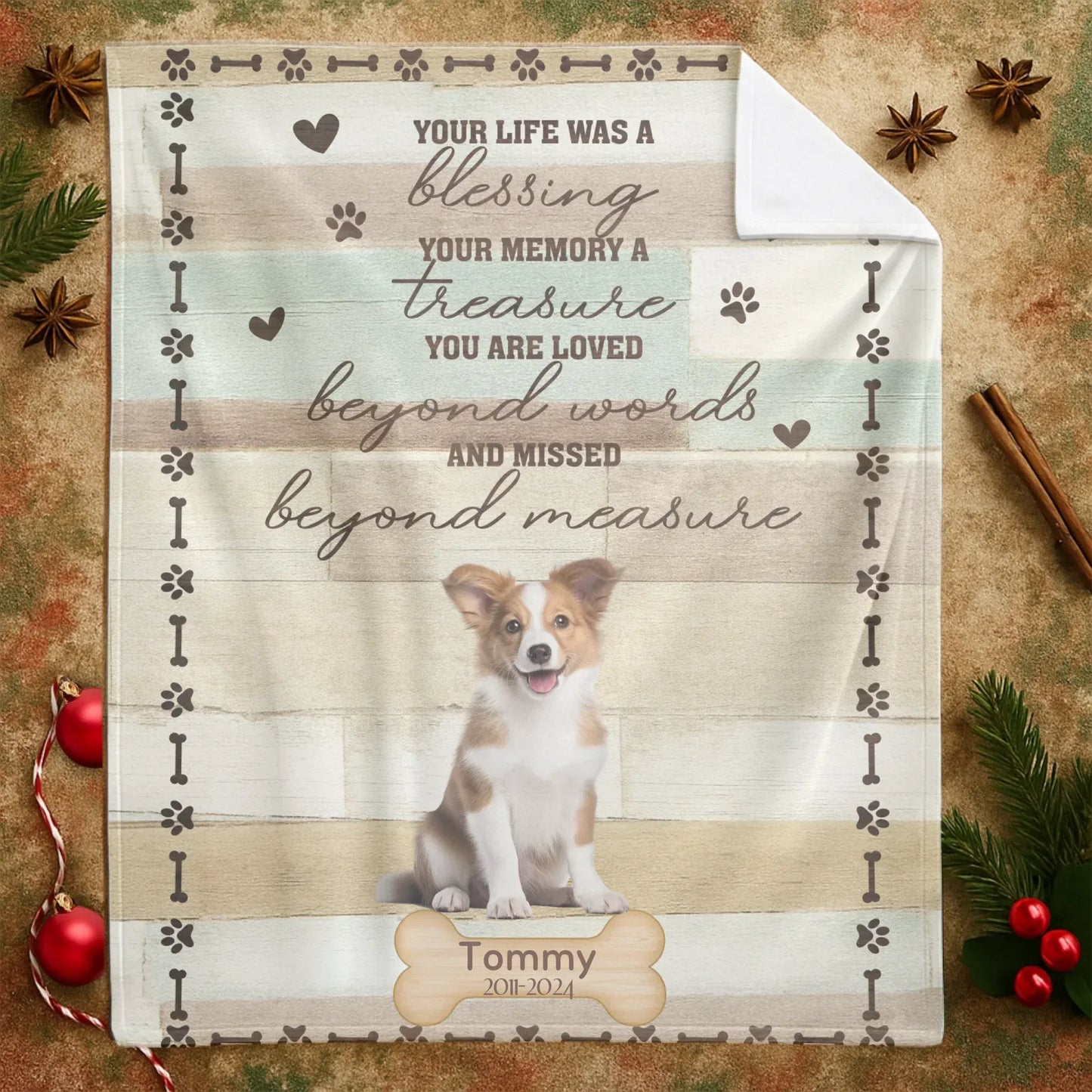 Personalized Blankets Loved Beyond Words - Personalized Dog Memorial Photo & Name Custom Blanket