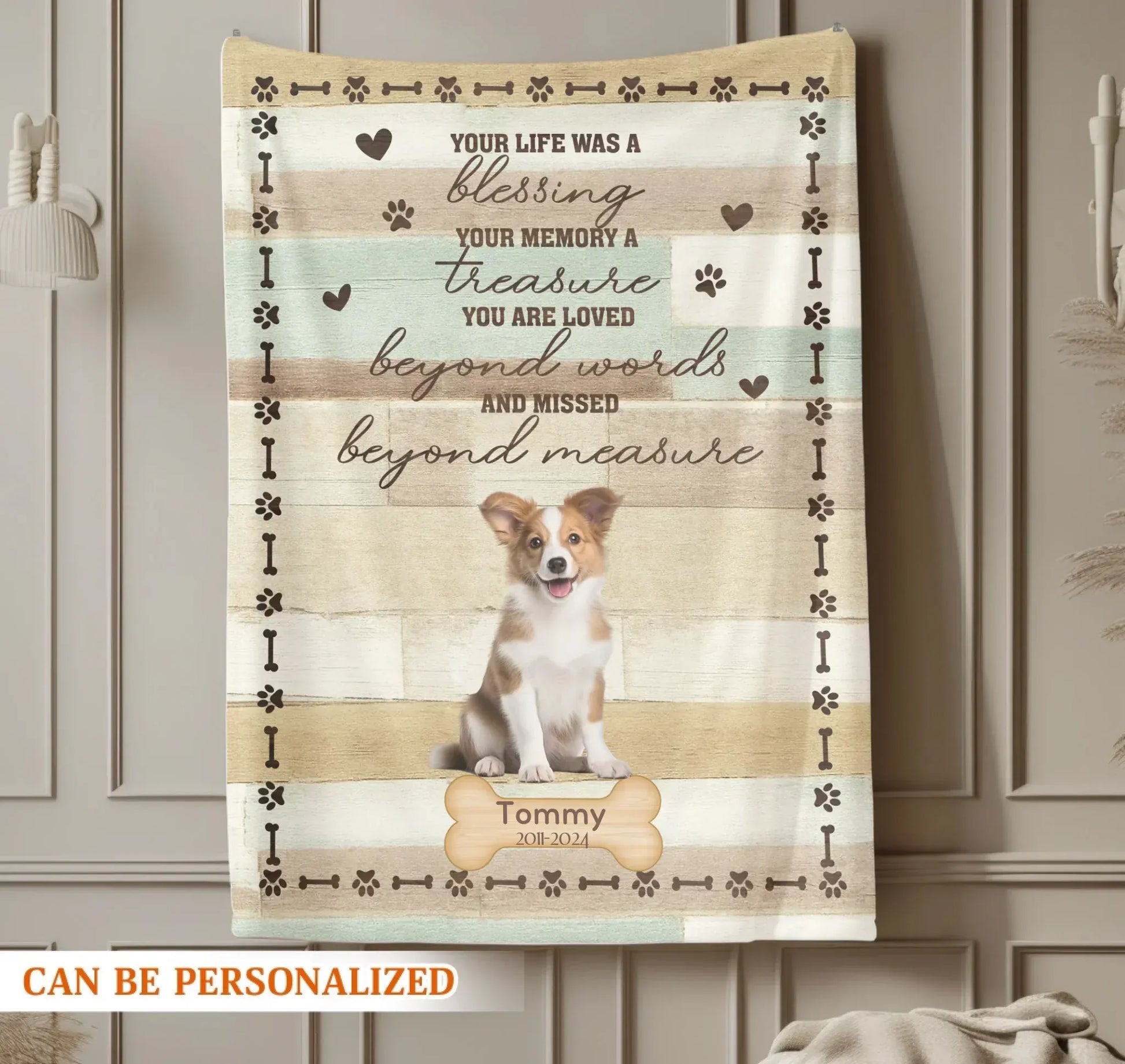 Personalized Blankets Loved Beyond Words - Personalized Dog Memorial Photo & Name Custom Blanket