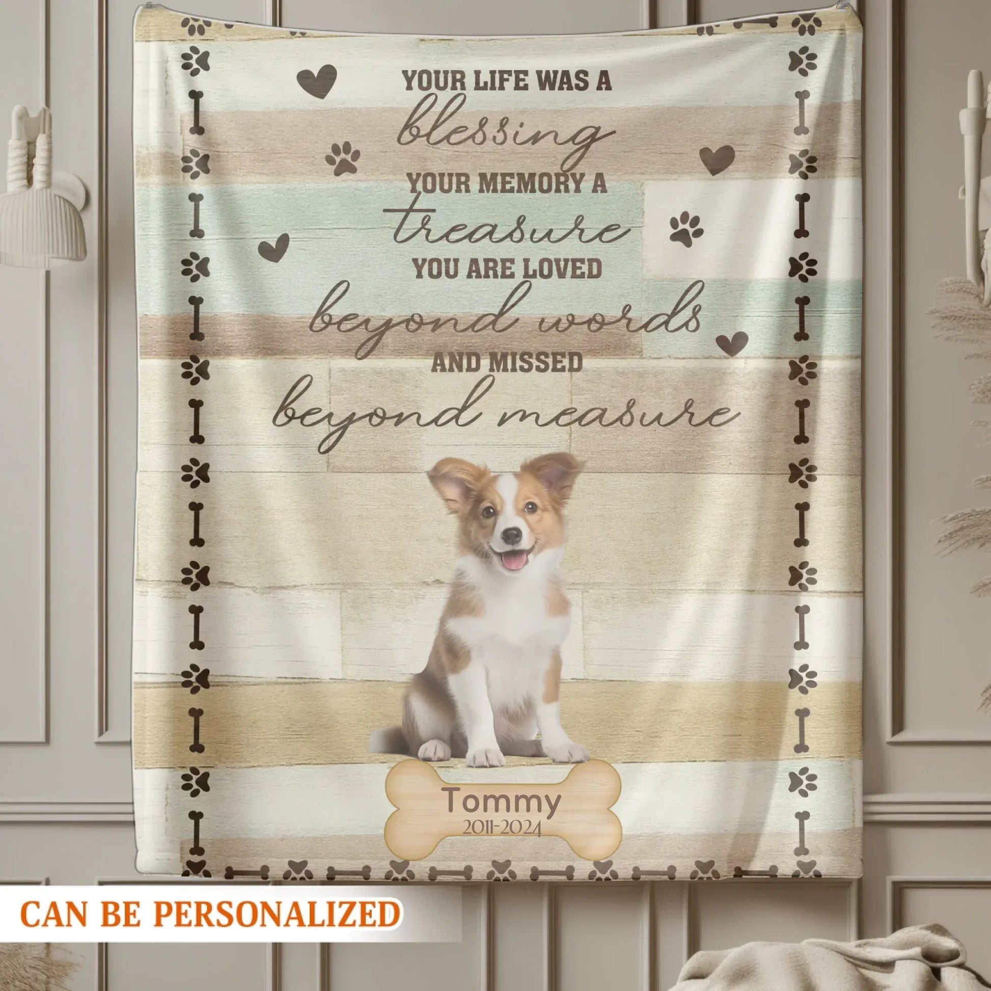 Personalized Blankets Loved Beyond Words - Personalized Dog Memorial Photo & Name Custom Blanket