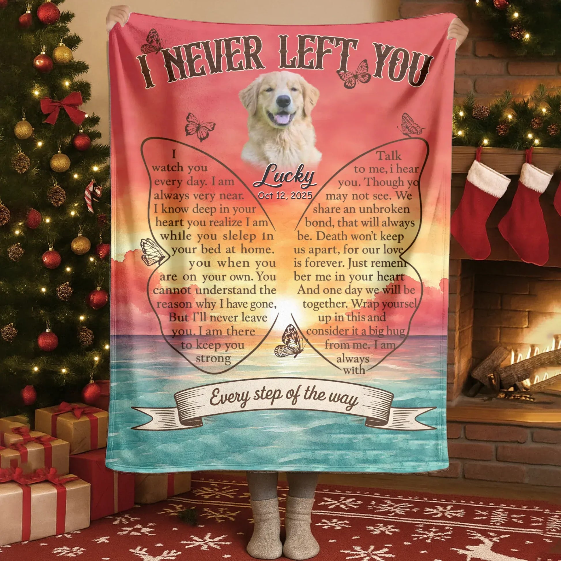 Personalized Blankets I Never Left You Every Step Of The Way - Personalized Sympathy Dog Memorial Custom Blanket