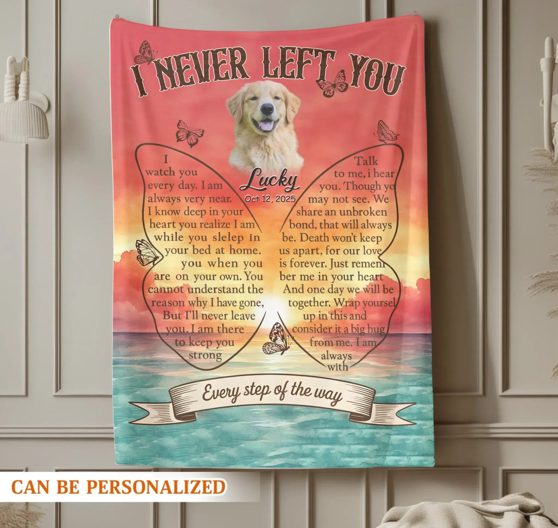 Personalized Blankets I Never Left You Every Step Of The Way - Personalized Sympathy Dog Memorial Custom Blanket