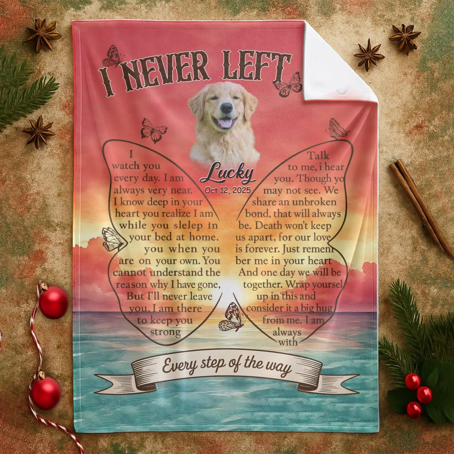 Personalized Blankets I Never Left You Every Step Of The Way - Personalized Sympathy Dog Memorial Custom Blanket