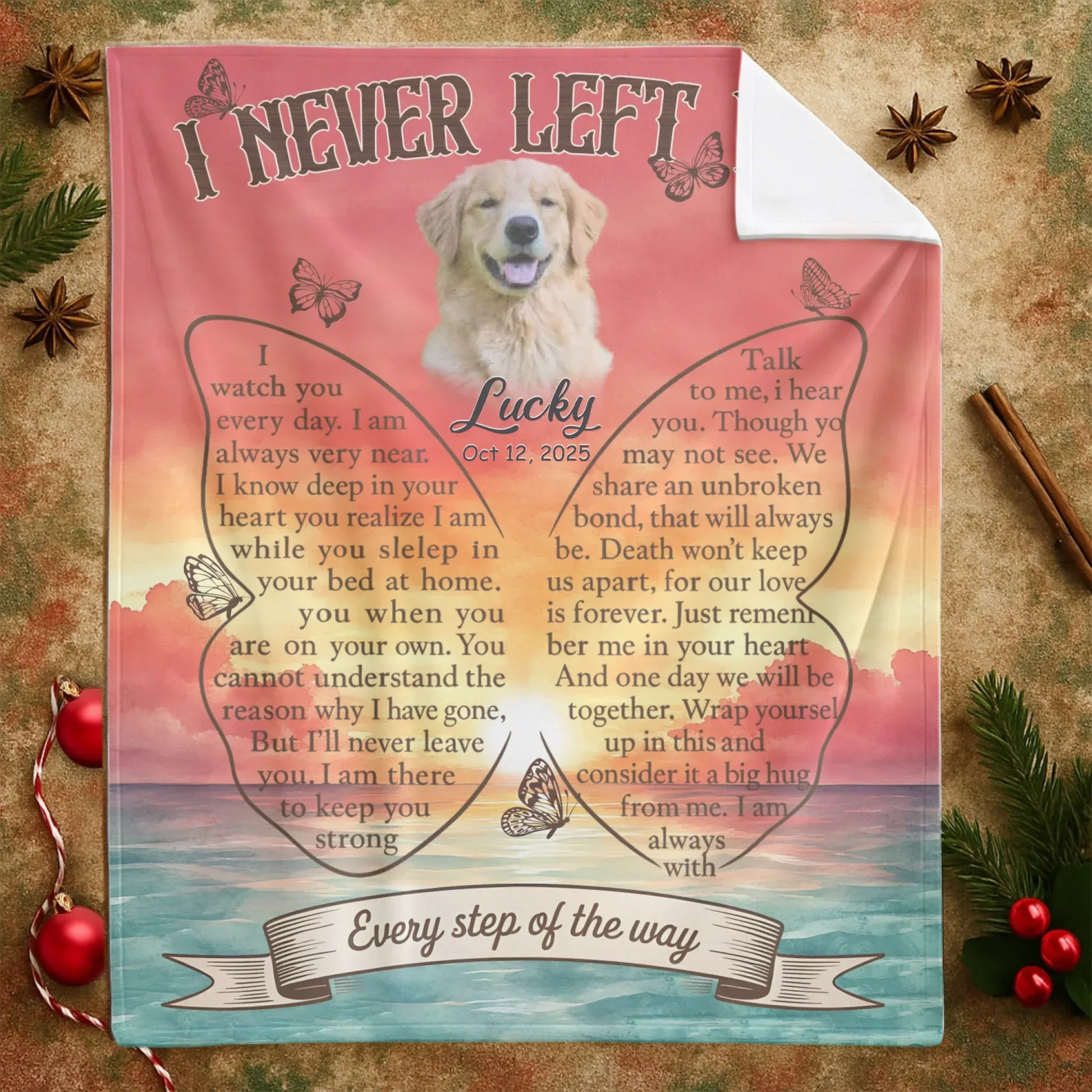 Personalized Blankets I Never Left You Every Step Of The Way - Personalized Sympathy Dog Memorial Custom Blanket