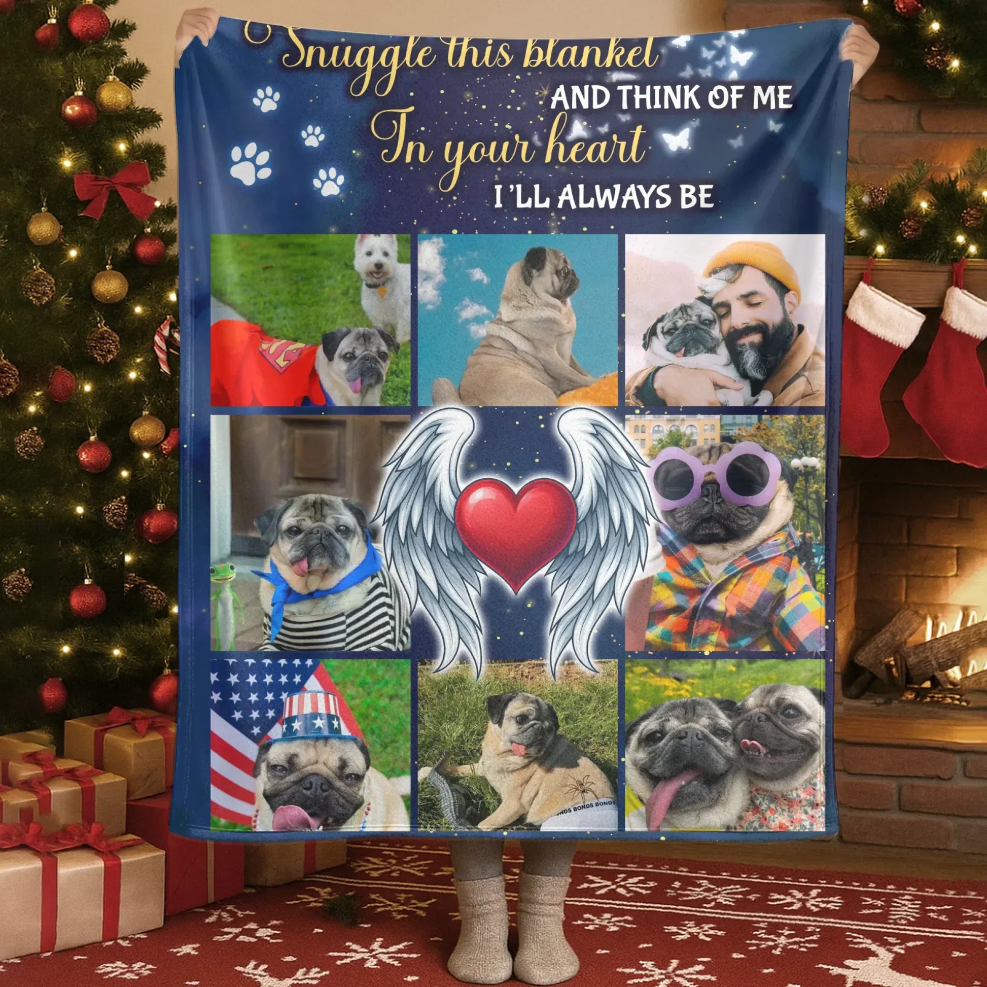 Personalized Blankets Blanket Custom KNT / White / 30x40in / 76x101cm Snuggle This Blanket Think Of Me - Personalized Pet Memorial Photo Collage Custom Blanket