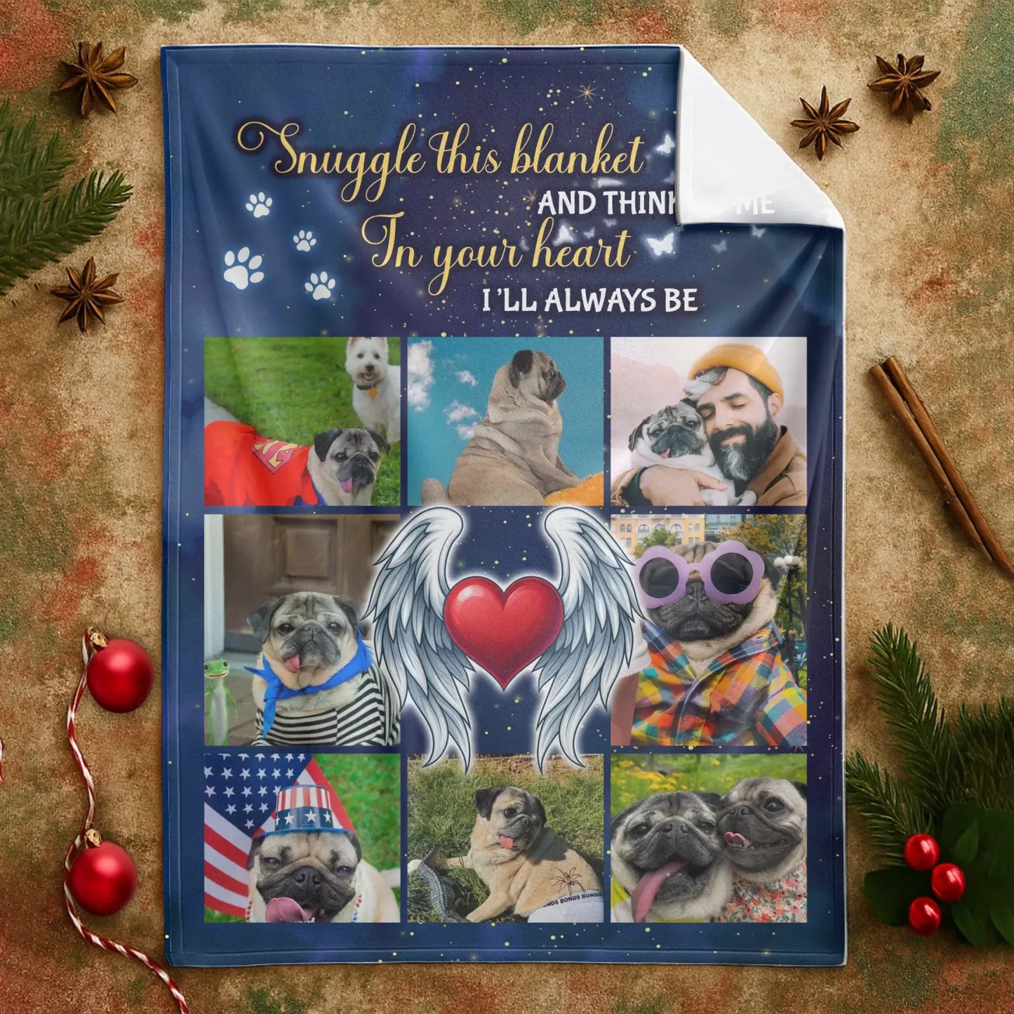 Personalized Blankets Snuggle This Blanket Think Of Me - Personalized Pet Memorial Photo Collage Custom Blanket