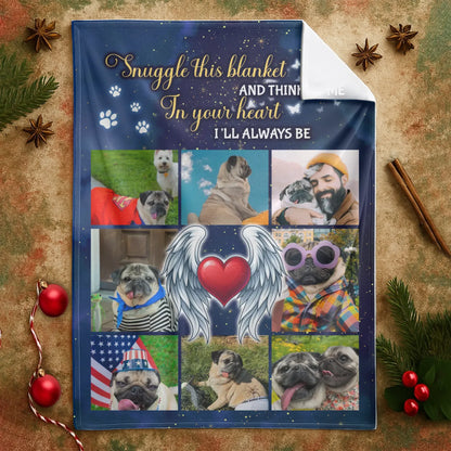 Personalized Blankets Snuggle This Blanket Think Of Me - Personalized Pet Memorial Photo Collage Custom Blanket
