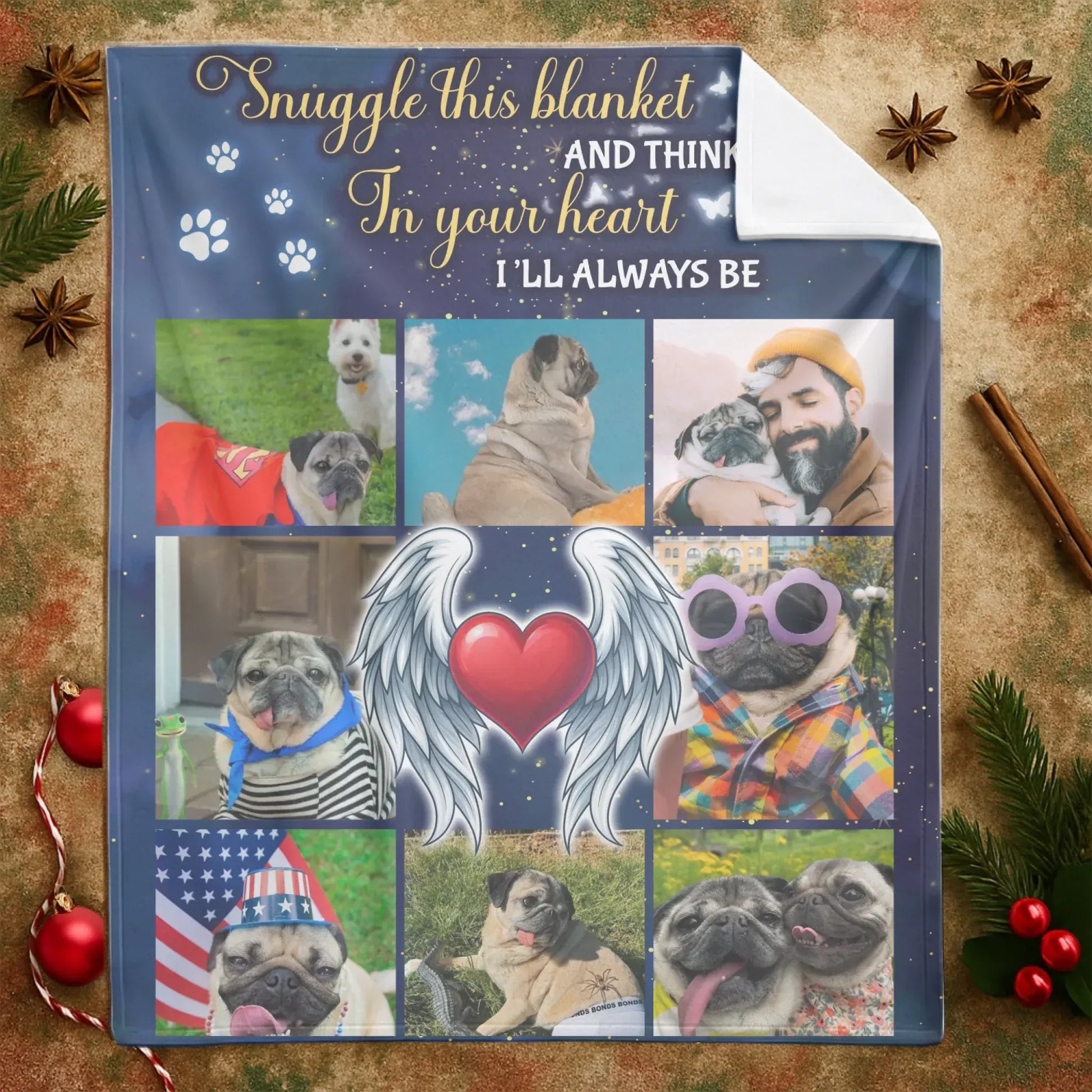 Personalized Blankets Snuggle This Blanket Think Of Me - Personalized Pet Memorial Photo Collage Custom Blanket