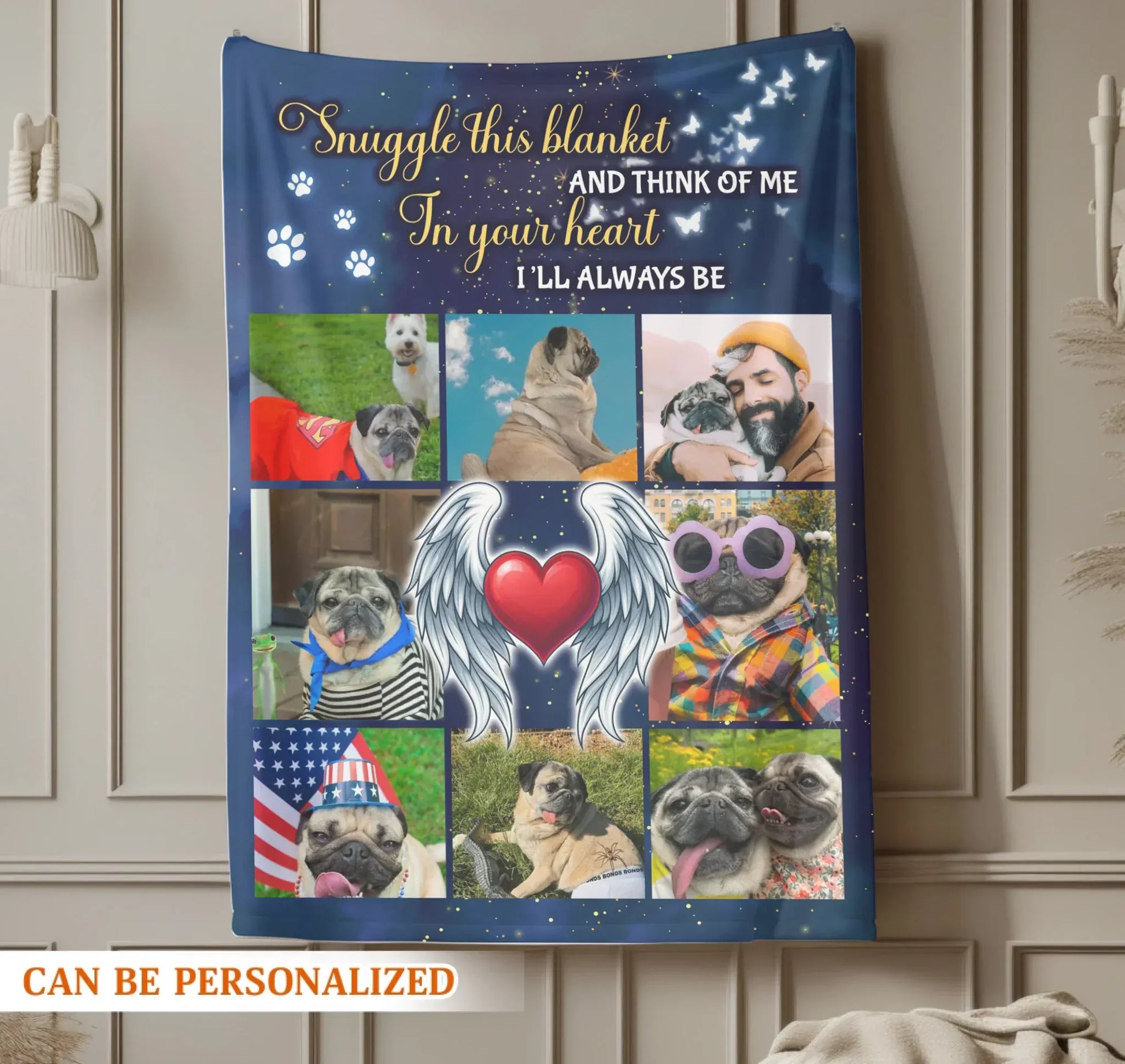 Personalized Blankets Snuggle This Blanket Think Of Me - Personalized Pet Memorial Photo Collage Custom Blanket
